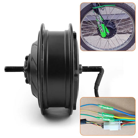 Side view of Front Drive Ebike Hub Motor 36V 48V 500W Brushless Gear Electric Bicycle Hub Motor For Easy Conversion