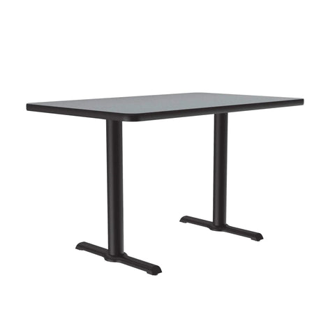 30 By 60 Inch Rectangular Cafe And Break Room Table With Gray Granite Top And Black T Bases Sturdy Steel Columns Nylon Leveling Guides