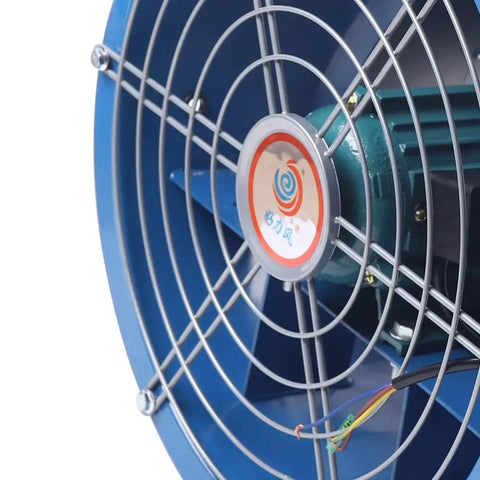 Close-up of Beefy 110V Axial Exhaust Fan With 5400 Cubic Meters Per Hour Air Flow 16 Inch Wheel showing durable stainless steel blades