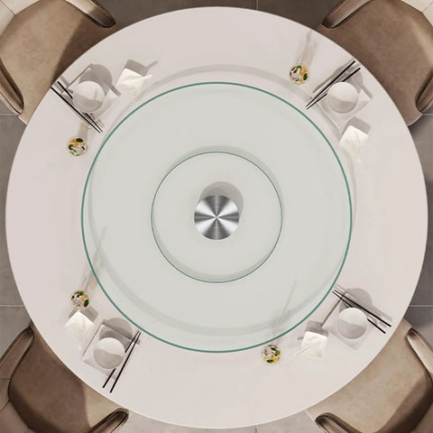 26.7 Inch Tempered Glass Lazy Susan For Tabletop Heavy Duty Rotating Serving Tray Spinning Food Server For Dining Table