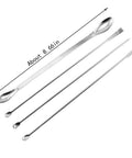 Stainless Steel Micro Lab Sampling Scoop Set Of 4 Long Handle Spatulas And Reagent Spoons For Chemistry And Science Lab Use Deep Bottle Sampling Durable Hygienic Easy To Clean Versatile Lab Tools, 8.66 in, top view