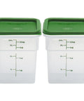 Two Pack 4 Qt Square Food Storage Containers With Green Lids, Microwave Safe And BPA Free, Translucent, Classic Series For Food Prep
