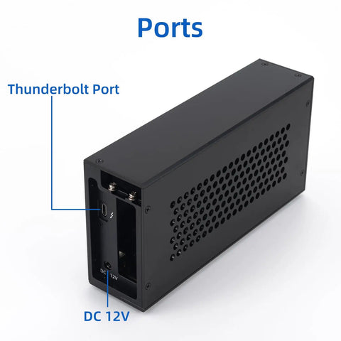 Ready To Roll External Pcie To Thunderbolt 3 4 Adapter With Usb4 showing ports on aluminum chassis for easy connections.