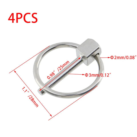 Locking Pins Kit Four Pack One Eighth Inch By One Inch Stainless Steel Lynch Pins With Ring showing dimensions