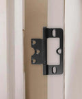 3 Inch Non Mortise Iron Door Hinges Heavy Duty Black Finish installed on door frame