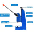 Knockout Quality Build On This Manual Arbor Press showing operating handle, adjusting nut, and worktable for crafting tasks.