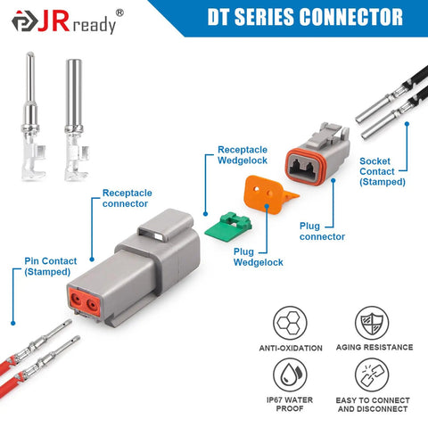 DT Waterproof Automotive Connector Kit, 372-Piece Set With 2 3 4 6 8 12 Pin Sealed Housings, PA66 Nylon components diagram.
