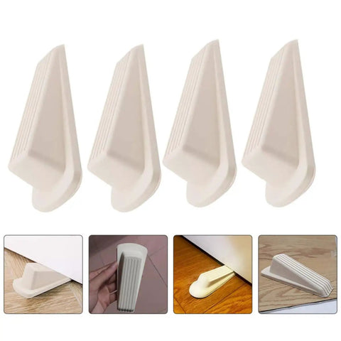 White Door Wedge Stopper Set 5 Pack Rubber Non Skid Wedge Shaped Door Stoppers for floor protection in various settings