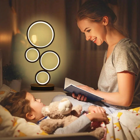 Go To LED Table Lamp For Nightstand And Desk With Dimmable 18W LED And Three Color Temperature Options Modern Circle Design Ideal Bedside Reading Light For Bedroom