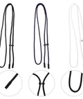 Heavy Duty Drawstring Cord Replacement Kit With Spring Toggle Lock And Plastic Slider Plus End Caps For Sweatpants Backpacks and Hoodies To Fix Loose Cords And Get A Secure Fit Fast black, navy, and white cords with end caps