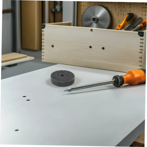 Heavy Duty 6Pc Nylon Polishing Wheels With 10mm Hole For Grinder Buffing Metal Wood Stone Furniture Car Detailing And Marble Finishing Kit on workbench.