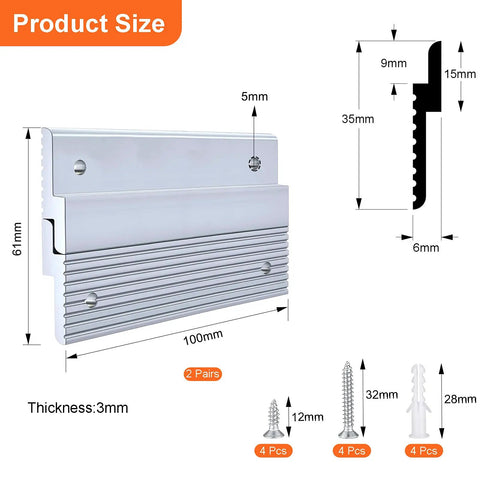 Heavy Duty French Cleat Picture Hanger Kit With Stealth Aluminum Wall Brackets dimensions 61mm by 100mm for secure mounting.