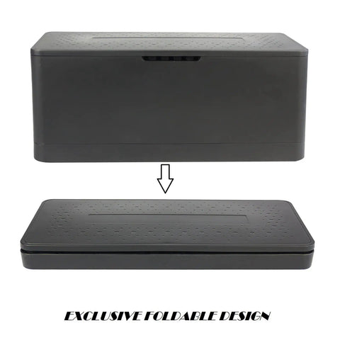 2 Pack Foldable Cable Management Boxes For Big Wires, 13.5 X 6 X 5.5 Inches, ABS Safe Plastic, showcasing foldable design