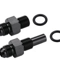 6AN Male Flare To One Quarter NPSM Transmission Cooler Adapter Fittings For Front And Rear Ports shown with O-rings