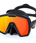 Adult Snorkel Diving Mask With Nose Cover For Men Women Teens Anti Fog Waterproof 180 Degree Clear Wide View Mirrored Orange Lenses