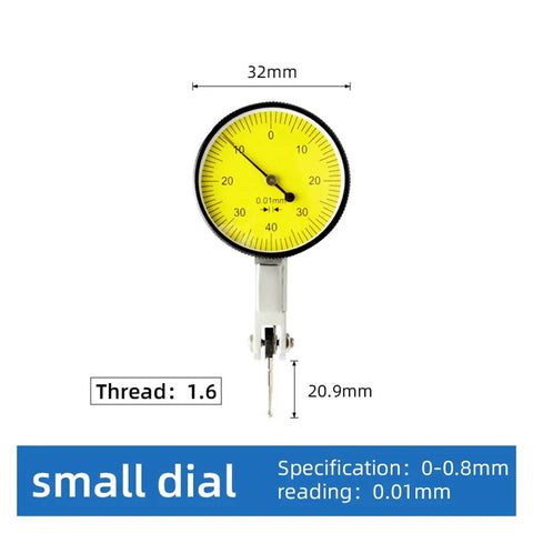 Pro Grade Dial Indicator With Universal Magnetic Stand Base Holder 0.8mm Dial 10mm Travel For Equipment Calibration And Machining Precision Tool For Automotive Manufacturing And Engineering, yellow dial face