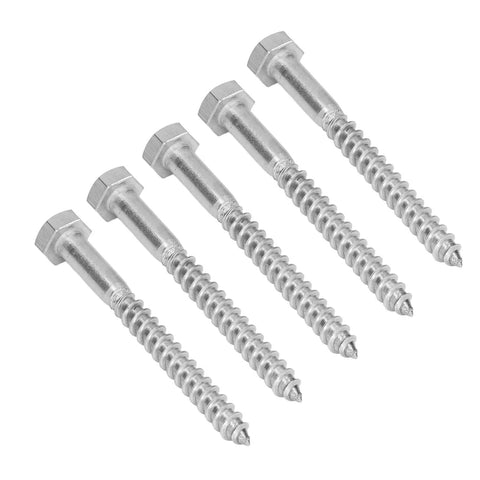 Stainless Steel Half Thread Hex Lag Screws Set, Self-Tapping Wood Screws in A2-70 High Hardness for DIY Carpentry