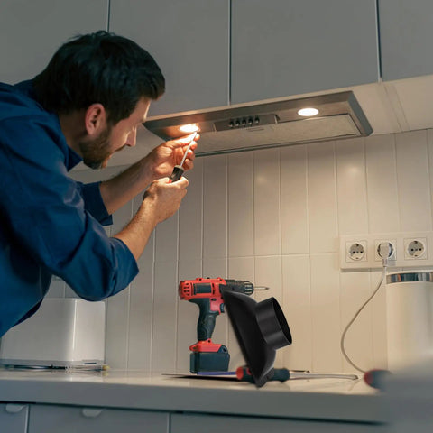 SOIMISS Plastic Easy Install Adapter With Square Bottom Vent For Dust Collection And HVAC Exhaust Systems in a DIY kitchen setup.