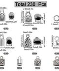 Must Have All In One Leather And Kumihimo Bracelet End Cap Kit With Tibetan Antique Silver Finish 230 Pcs Cord End Caps