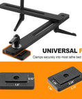 Solid Carbon Steel Lathe Dust Hood Bracket Stand For Woodturning with adjustable clamps for universal fit to lathe beds.