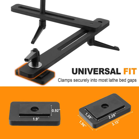 Solid Carbon Steel Lathe Dust Hood Bracket Stand For Woodturning with adjustable clamps for universal fit to lathe beds.
