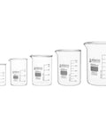 Premium Borosilicate Glass Beaker Set With 50 mL 100 mL 250 mL 600 mL And 1000 mL Low Form Beakers White Graduation Markings