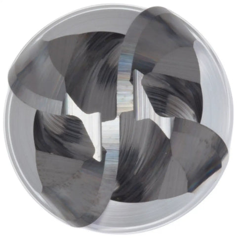 Carbide Ball Nose End Mill Pro Grade Extra Long Reach 6 Inch Overall Length 0.5 Inch Cutting Diameter 0.5 Inch Shank 4 Flutes 30 Degree Helix Uncoated Bright Finish Heavy Duty for Hardened Steel High Alloy Steel Cast Iron and Aluminum Machining top view