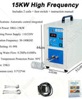 Rock Solid Heavy Duty High Frequency Induction Heater For Metal Heat Treatment And Blacksmithing Projects With Rapid Adjustable Heating Speed And Reliable Water Temp Protection For Smooth Operation, 15KW model with control panel and coils.