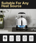Stovetop Whistling Tea Kettle, 2 Quart Stainless Steel Pot For Tea And Coffee Lovers on induction stove, kitchen setting