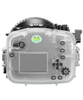 Back view of Underwater Housing For Sony FX3 And FX30 With PL100 Flat Port, 40m 130ft Depth Rating, showing full button access.