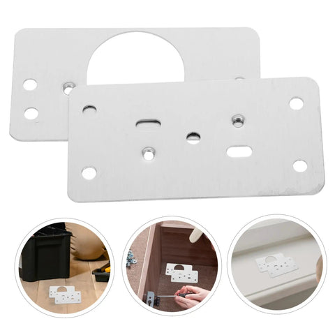 Stainless Steel Hinge Repair Plate Kit For Cabinets And Furniture Easy Install Quick Fix Hinges No Fuss Multipurpose Cabinet Door Repair Set For Kitchen Cabinets Wardrobes Dressers Tables Chairs And Shelves, pack of 2 with installation examples