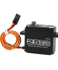 Built Tough 25Kg Brushless Digital Servo With Full Metal Gears, compact design for heavy duty RC use and smooth 360 spin.