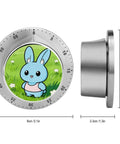 Colorful Meadow Rabbit Countdown Timer for Kitchen and Classroom All In One Timekeeper with Rotating Dial, stainless steel