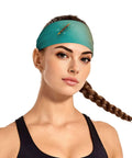 Sweat-Wicking Headband For Sports And Workouts, Ultra Wide 11cm Hairband For Men And Women made of soft cotton-like fabric worn by woman