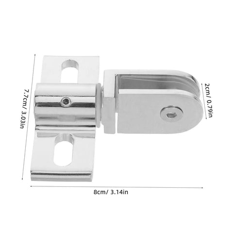 Four Sets Silver Alloy Heavy Duty Shower Door Hinges With Dual Opening For 812mm Frameless Tempered Glass Showers, side view