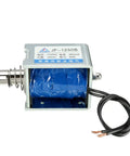DC 12V 60N Push Pull Open Frame Solenoid Electromagnet With 10mm Stroke For Smooth Linear Motion, Spring Return, Low Power Draw, Low Heat, Beefy Rock Solid Actuator For Automation Doors Latching And Robotic Projects, open-frame unit with spring and wire lead