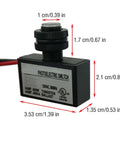 Dimensional view of Outdoor Sensor Light Switch With Photocell For Dusk To Dawn Auto On Off 120V Heavy Duty Hard Wired