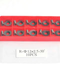 Hard As Nails 12mm Round Carbide Cutter Inserts For Woodworking Lathes And Wood Turning Hollowing Finisher Tools With Mounting Screws Set Of 10 Slick Replacement Bits in red case.