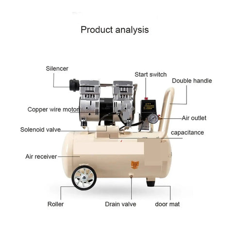 Highly Rated 550 Watt Silent Air Compressor With 8 Liter Tank Oil Free Industrial Pump Ultra Quiet Design For Home Shop Use Reliable And Efficient Performance You Will Love This Bad Boy