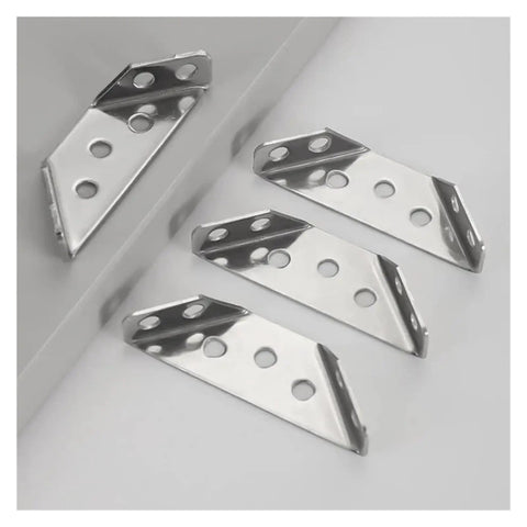 Heavy Duty 1.6mm Thick Stainless Steel Right Angle Bracket 10 Pack for furniture and shelves with beefy corner supports