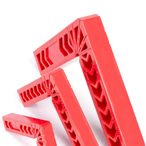 Four Inch 90 Degree Angle Finder Square With Easy To Read Double Sided Scale, red ABS tool for accurate alignments.