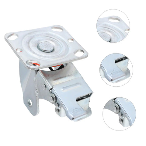Heavy Duty Swivel Caster Bracket With Parking Brake, Four Inch Steel Rotating Wheel Frame, Heavy Liftin Workhorse, Rust Resistant Mount For Furniture And Bulky Household Moves.