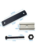Heavy Duty Roof Rack Mounting Kit With 28 Piece Hardware Set showing sizes of blocks, screws, and nuts, including aluminum and stainless pieces.