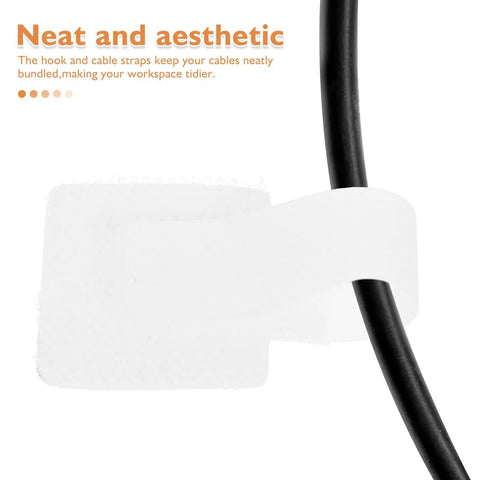 Self Adhesive Cable Straps Keep Your Desk Clean And Tangle Free Bundle Wires Fast With Reusable Hook And Loop Design around black cable.