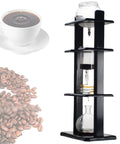 Slick Cold Drip Coffee Maker Draws Top Shelf Flavor Via A Smooth Slow Drip Vertical Cold Brew Tower in elegant black wood and glass.