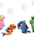 4 Pack Floating Diver Aquarium Decorations, Cute Cartoon Divers Playmates With Floating Devices, colorful resin for freshwater tanks