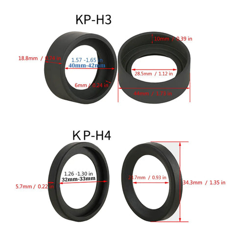 2 Pack Soft Rubber Eyepiece Guards For Stereo Microscopes, Cushy Eye Shields That Cut Eye Strain, Full Coverage To Block Light Interference, Easy Install For 32 To 42 Millimeter Eyepieces, Lab Microscope Supplies, KP-H3 and KP-H4 size view
