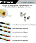 Prokomon engine cylinder leak-down tester kit with brass 14mm adapter and aluminum adapters (10/12/14/18 mm)