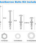 Premium Wheelbarrow Handle Bolts And Nuts Kit Includes Four Heavy Duty Frame Sizes for repair of garden carts components.
