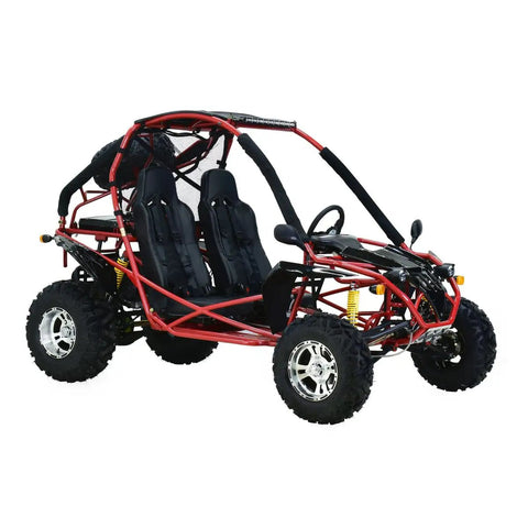 Red Off Road Go Kart With 8.3 kW 4 Stroke Air Cooled Engine, CVT Transmission, CDI Ignition, built for thrill seekers